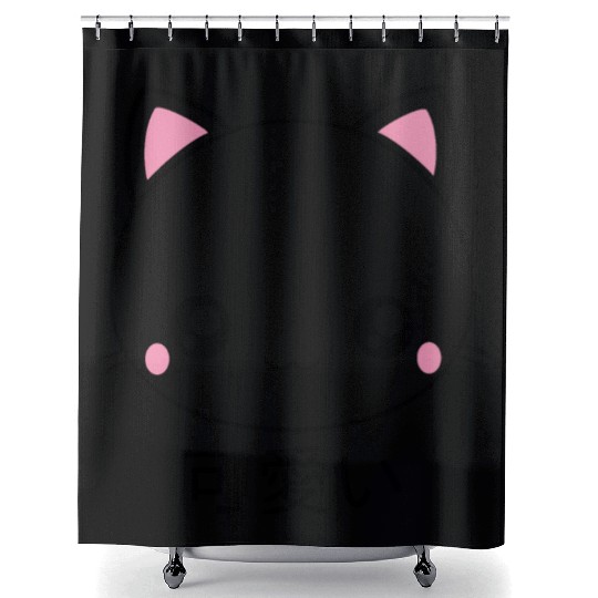 Cute Kawaii Cat Face Japanese Anime Shower Curtains