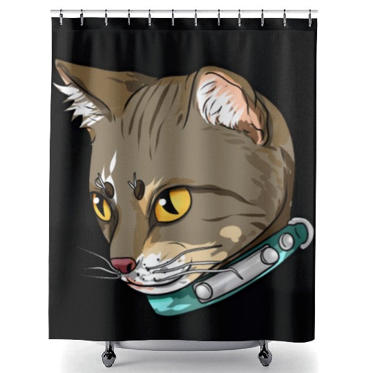 Brazilian Shorthair Cat Face Love Sweet cool funny Shower Curtains