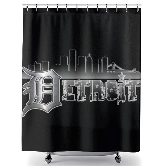 Detroit Cityscape Mens Shower Curtains