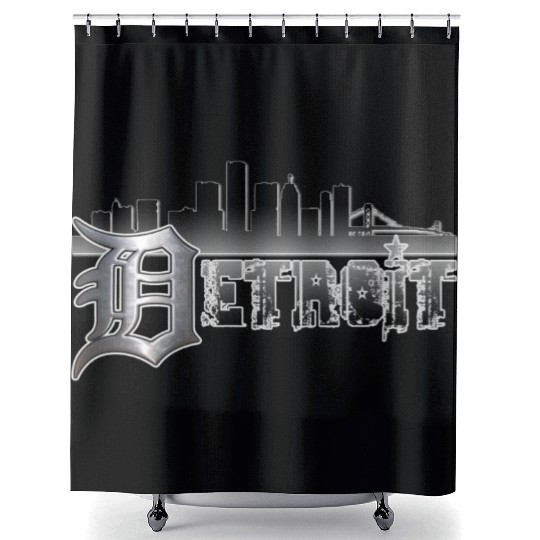 Detroit Cityscape Mens Shower Curtains