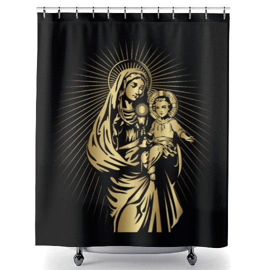 BLESSED VIRGIN MARY AND BABY JESUS Shower Curtains