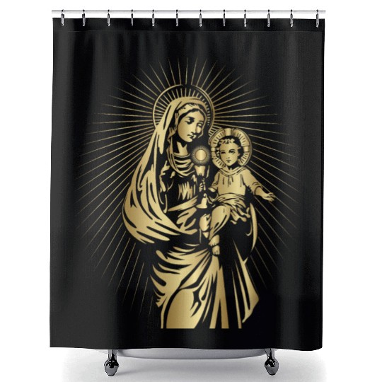 BLESSED VIRGIN MARY AND BABY JESUS Shower Curtains