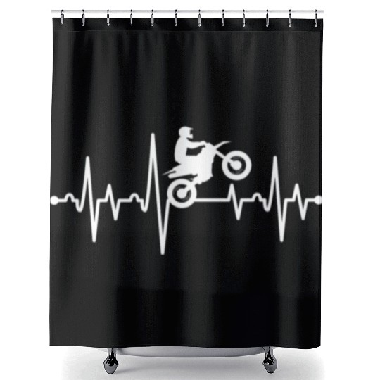 Heart Beat Indicator Motocross Racing Gift Idea Shower Curtains