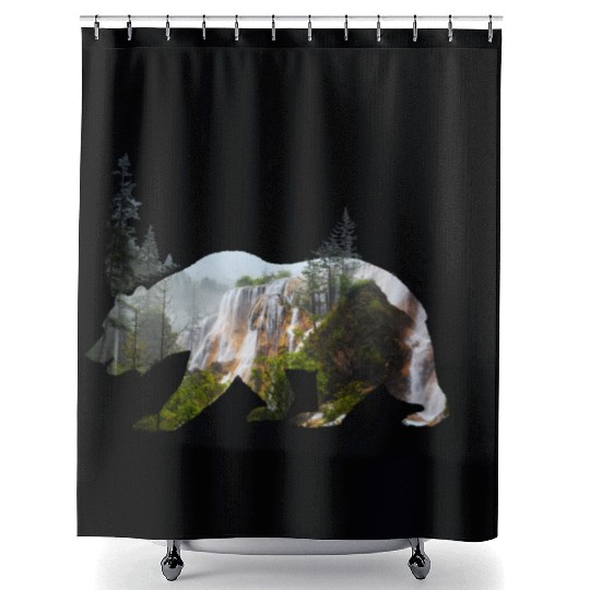 Baer grizzly national parc california nature wood Shower Curtains