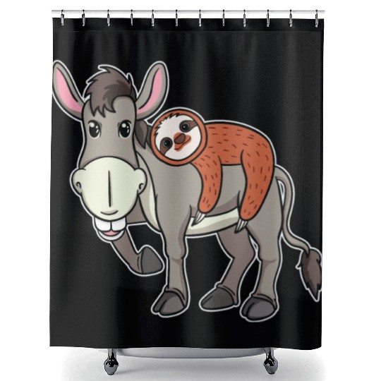 donkey riding sloth farm animal farmer gift Shower Curtains