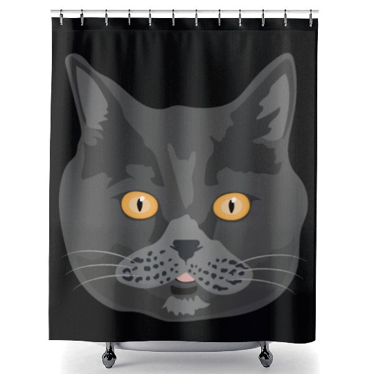 Cat British Shorthair Cat Face - Gift Idea Shower Curtains