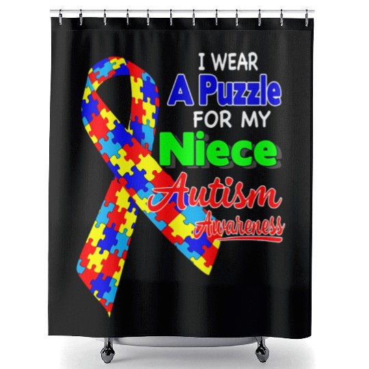 I wear a Puzzle for my Niece Autism Awareness shir Shower Curtains