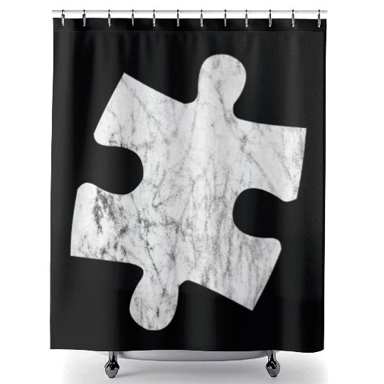 White puzzle piece Shower Curtains