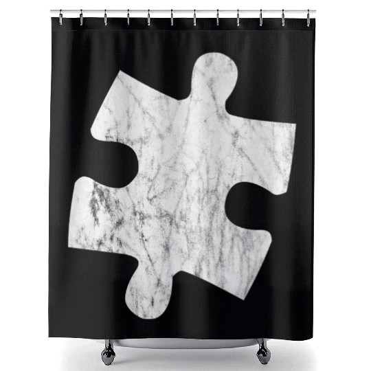 White puzzle piece Shower Curtains