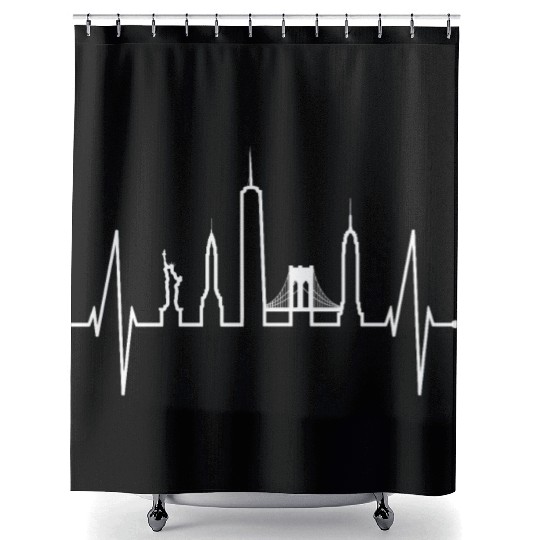 New York City Heartbeat USA Skyline Gift Heart NYC Shower Curtains