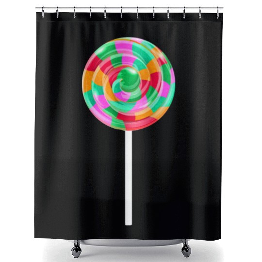 Lollipop Stick Swirl Sweet Candy Shower Curtains