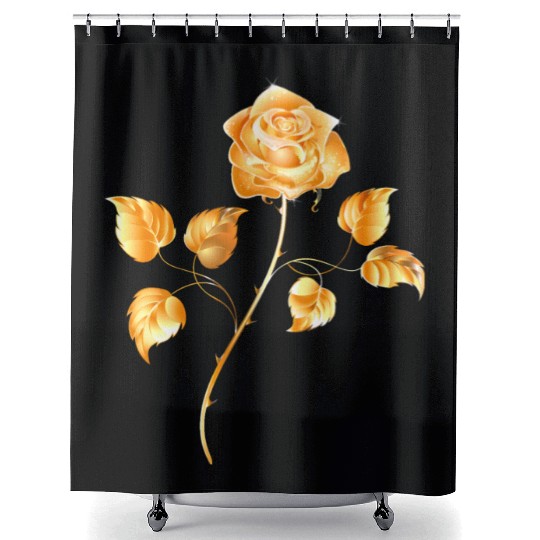 Golden rose gold flower jewelry vip vector image Shower Curtains