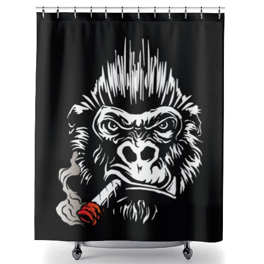 Gorilla smokes cigar, Big Boss Shower Curtains gift