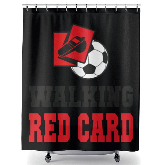 Walking red card referee soccer design Shower Curtains