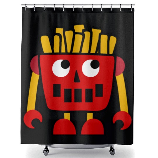 Burger Pizza French Fries Donut Robot Shower Curtains