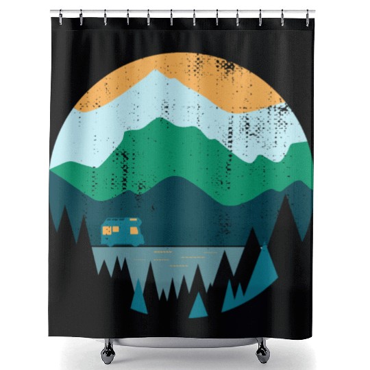 Wanderlust Campeing Mountains Nature Souvenir Gift Shower Curtains