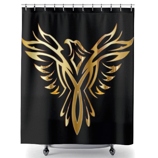 Golden Phoenix Bird Shower Curtains
