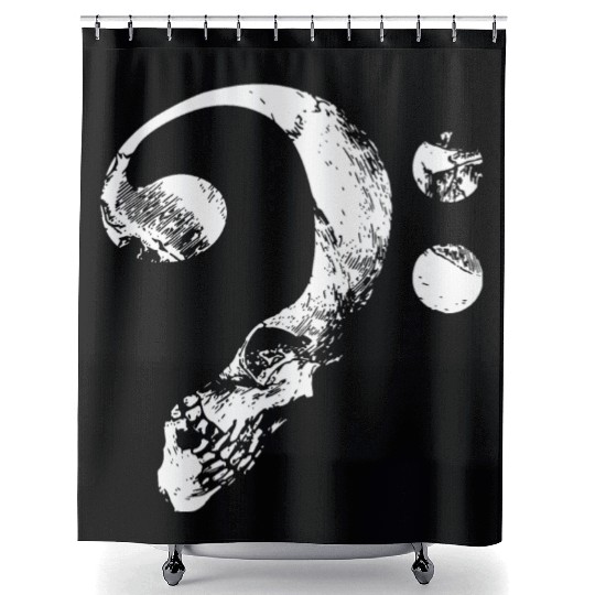guitar bass skull bass clef osn black and white sh Shower Curtains