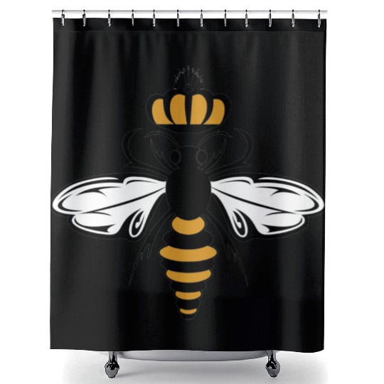 Queen Bee with Crown Motif Shower Curtains