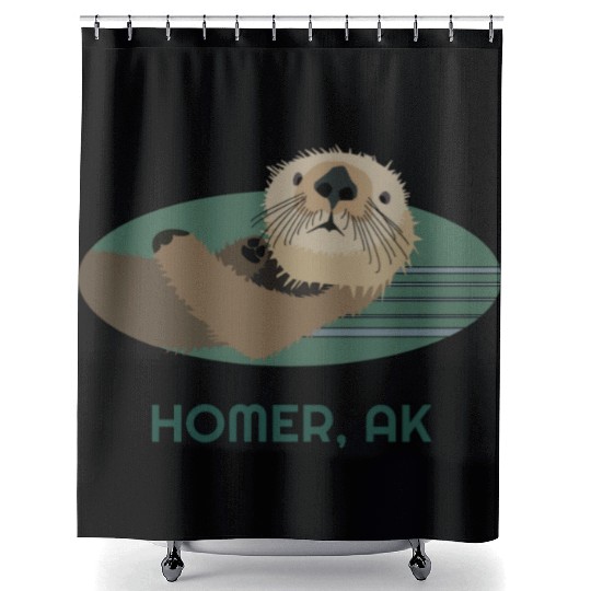 Cute Homer Coast Otter Alaska Resident Fisherman Shower Curtains