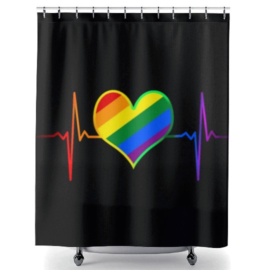 Pulse Heart Beat Pride LGBT Community Pride Month Shower Curtains