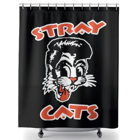STRAY CATS Rockabilly Cool Cat Tattoo Shower Curtains