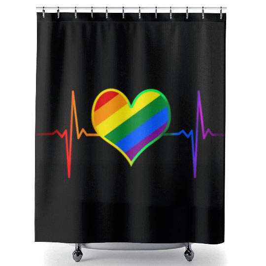 Pride Heart Beat Pride LGBT Community Pride Gifts Shower Curtains