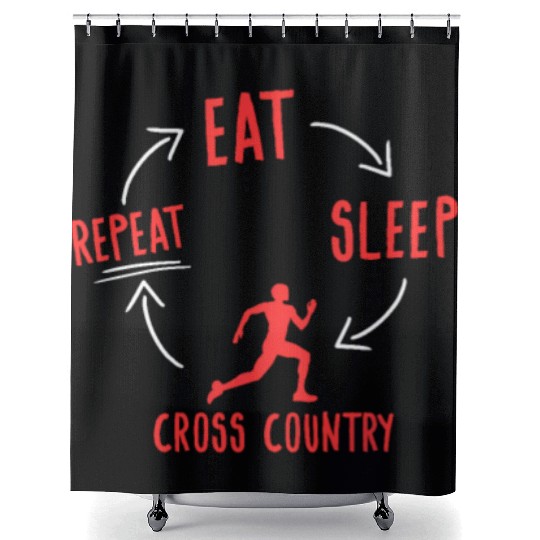 Cross Country Running Runner CC Eat Sleep Repeat Shower Curtains