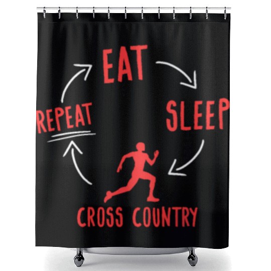 Cross Country Running Runner CC Eat Sleep Repeat Shower Curtains