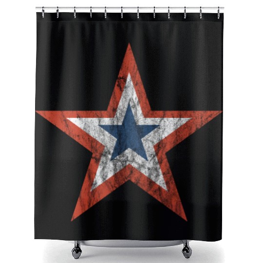 4th july Stars and Stripes Star vintage Shower Curtains