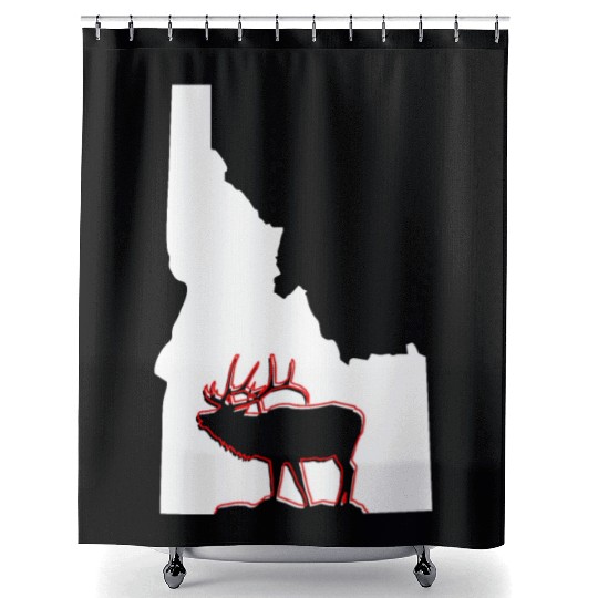 Idaho state with outline of Elk inside combi Shower Curtains