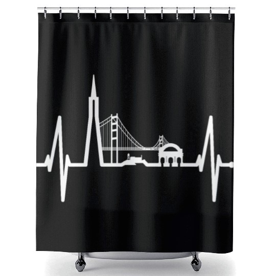 San Francisco Heartbeat Skyline California Lover Shower Curtains