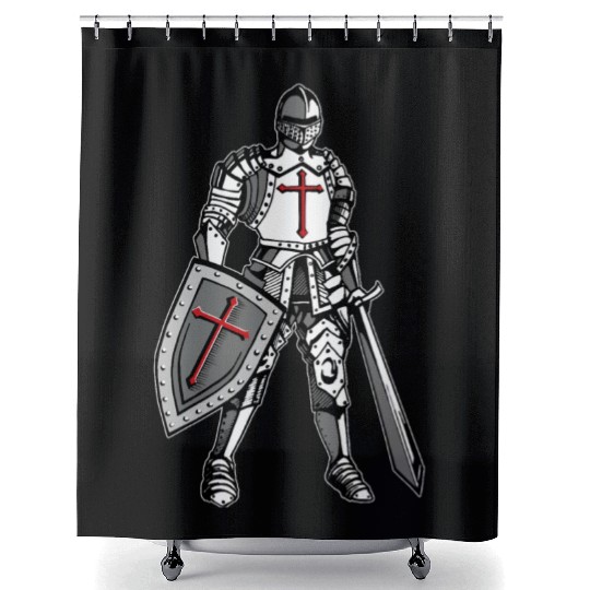Knights Templar Crusader Cross Armor Shower Curtains