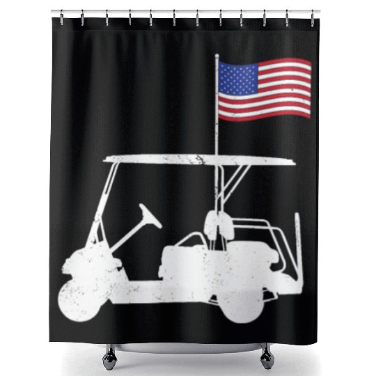 Funny Patriotic Golf Wear USA Flag Golf Cart Shower Curtains