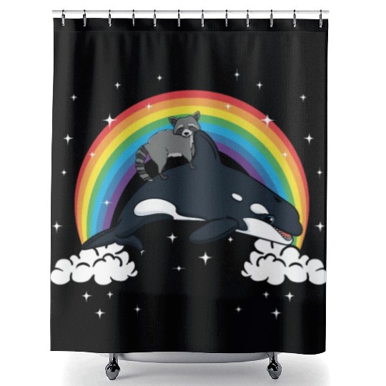 Raccoon Trash Panda Funny Orca Killer Whale Gift Shower Curtains