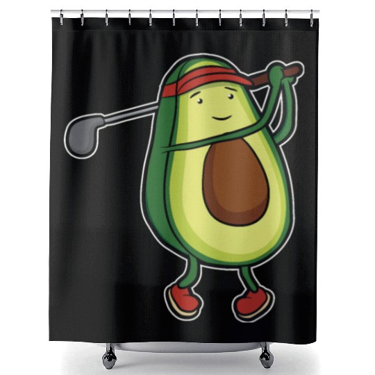 Funny avocado golf swing golf player gift Shower Curtains