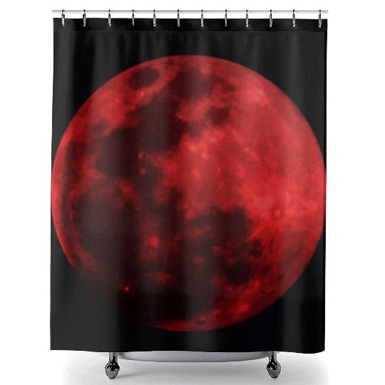 Blood Moon - Space - Graphic Realistic Shower Curtains