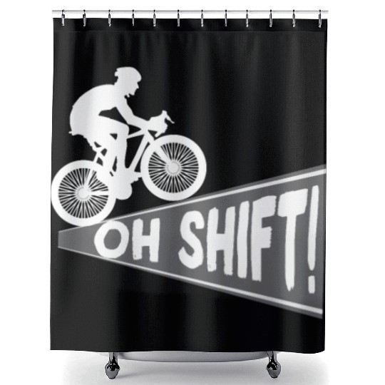 Oh Shift Mountain Bike MTB Rider Biker Shower Curtains