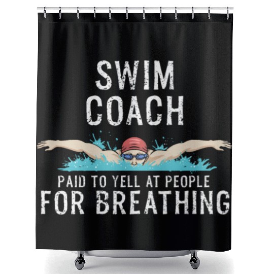Swim Coach Funny Swimming Team Workout Gift Shower Curtains
