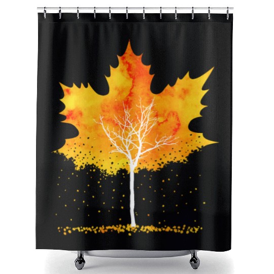 Maple Leaf Autumn Orange Fall Leaves Shower Curtains