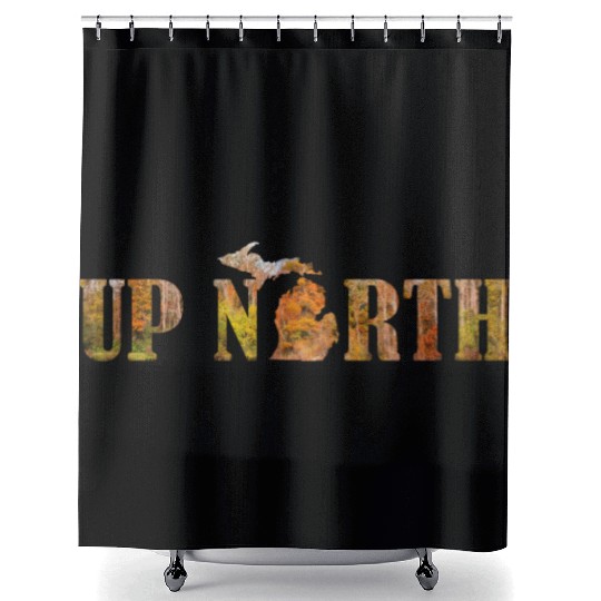 Up North Michigan Fall Leaves Silhouette Design Shower Curtains