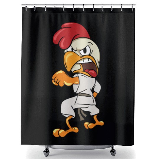 Ninja Chicken Karate Fencing Martial Arts Shower Curtains