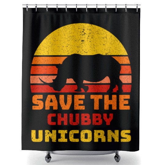 Save The Chubby Unicorns Shower Curtains