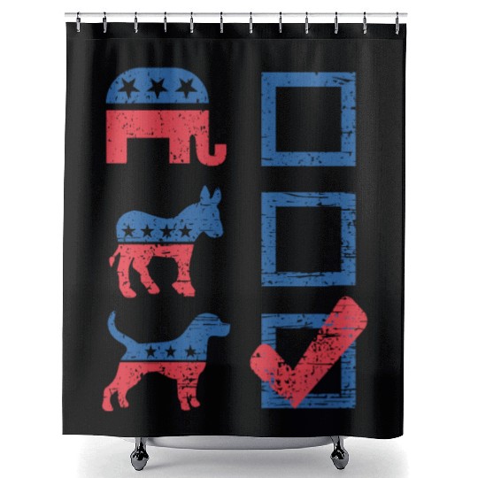 Election Ballot USA Flag Elephant Donkey Dog Gifts Shower Curtains