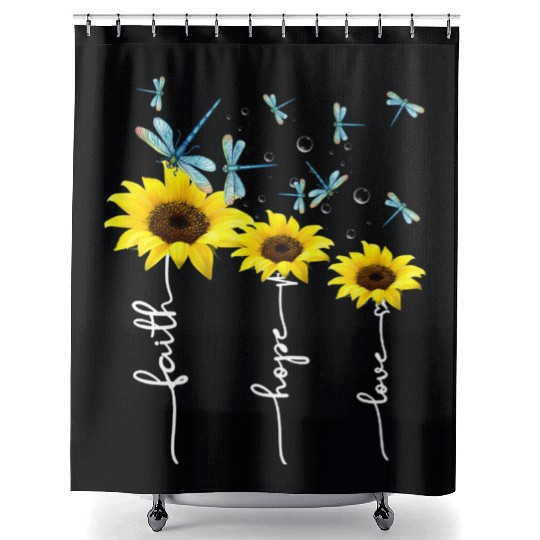 Faith hope love sunflower Shower Curtains