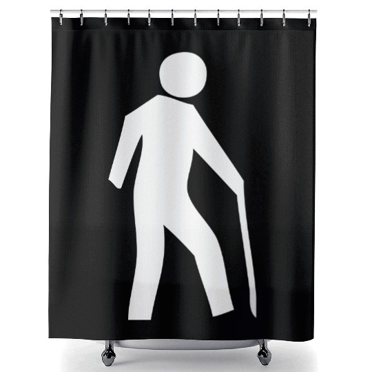Old Man With A Walking Stick Shower Curtains