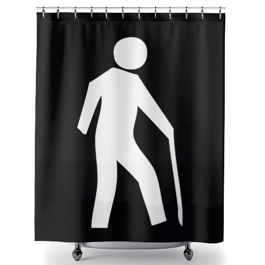 Old Man With A Walking Stick Shower Curtains