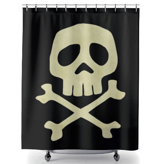 Misfits Style Captain Harlock Skull Crossbones Shower Curtains