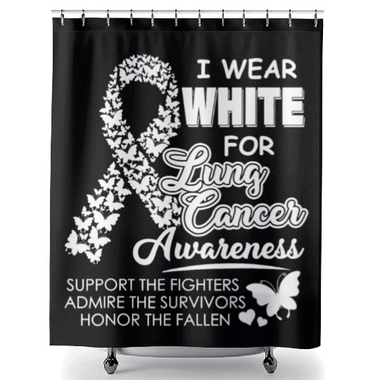 Men Women I Wear White For Lung Cancer Awareness Shower Curtains