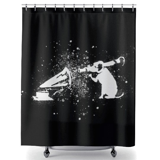 Banksy Rocket Dog HMV Splash Paint Artwork Shower Curtains
